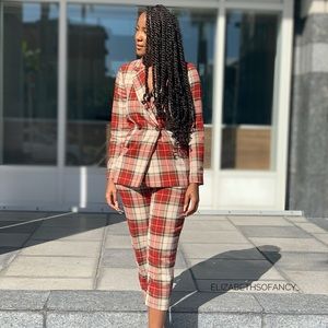 H&M plaid pants and matching blazer